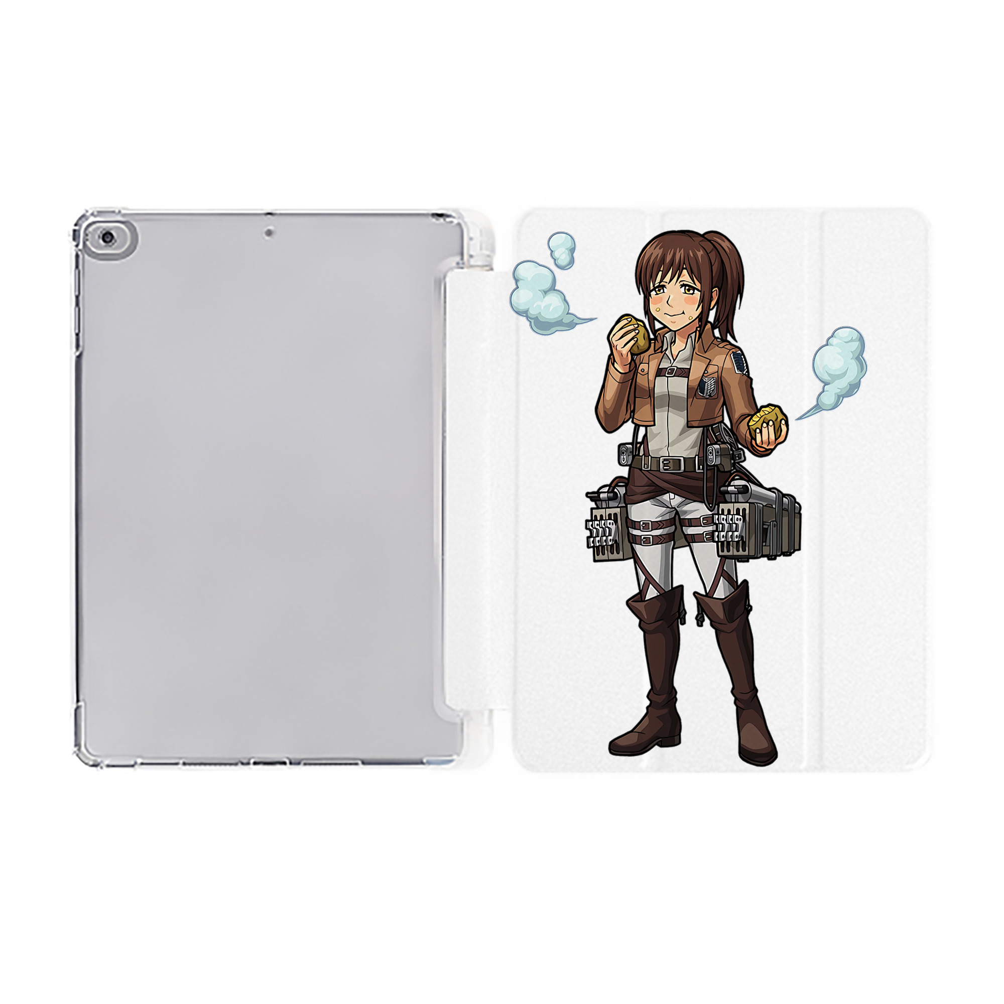 （画像用） 進撃の巨人 サシャ·ブラウス Attack on Titan Sasha Blaus IPad ケース ペン収納付き 三つ折りスタンド PUレザー×シリコン 対応機種9.5/10.5/10.9インチ